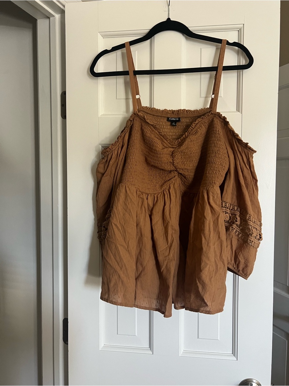 torrid Rust Brown Cold-Shoulder Smocked Camisole